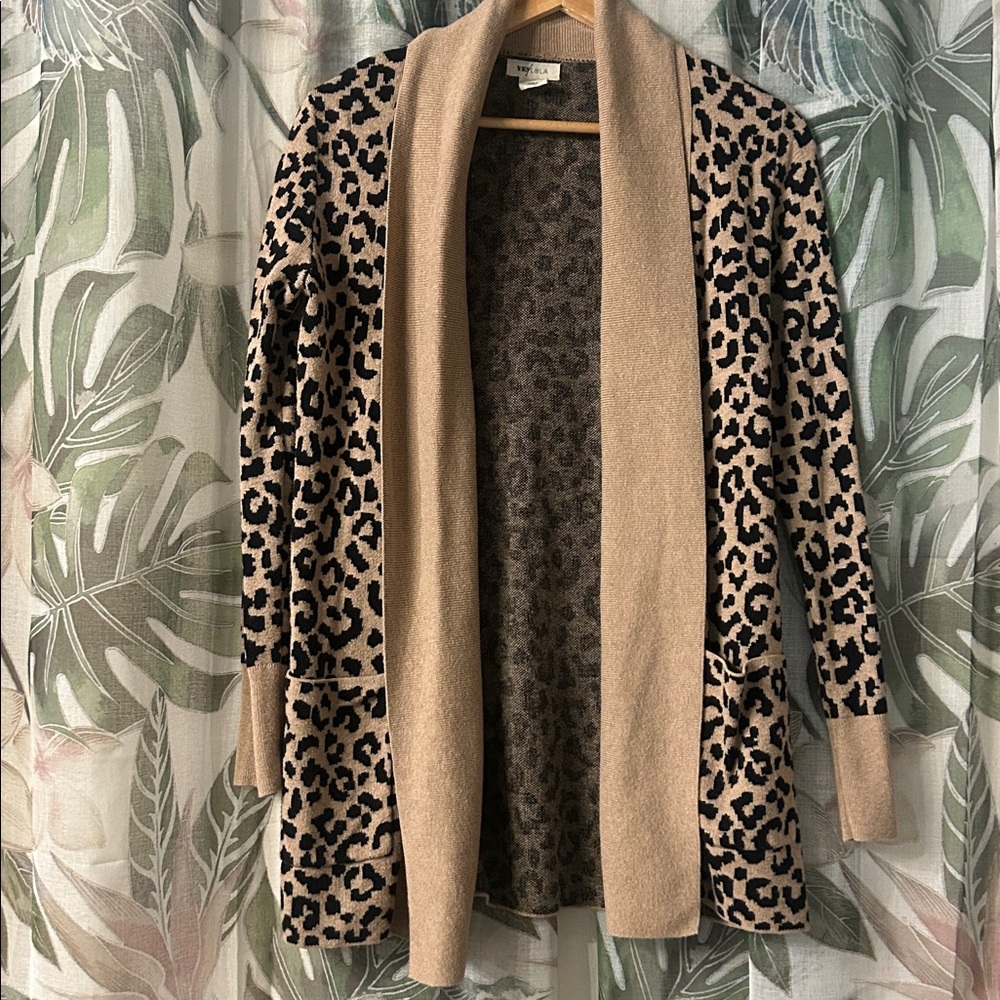 Leopard Print Open Front Cardigan